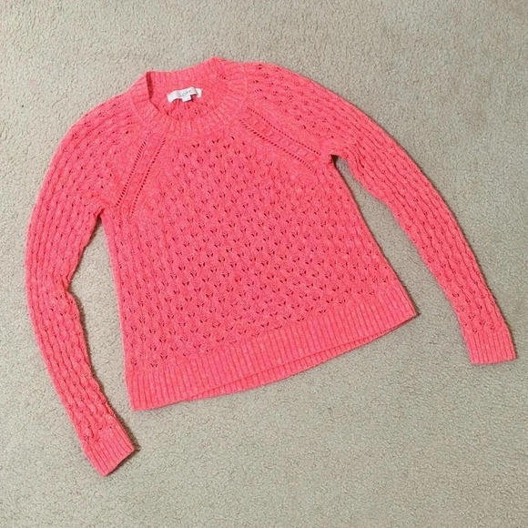 Loft Pink Long Sleeve Cable Knit Pullover Sweater, Size S - Picture 1 of 10